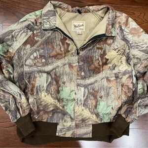 VTG Woolrich Lightweight Fall Camo Bomber Jacket Size 2XL Outdoor Guide Hipster
